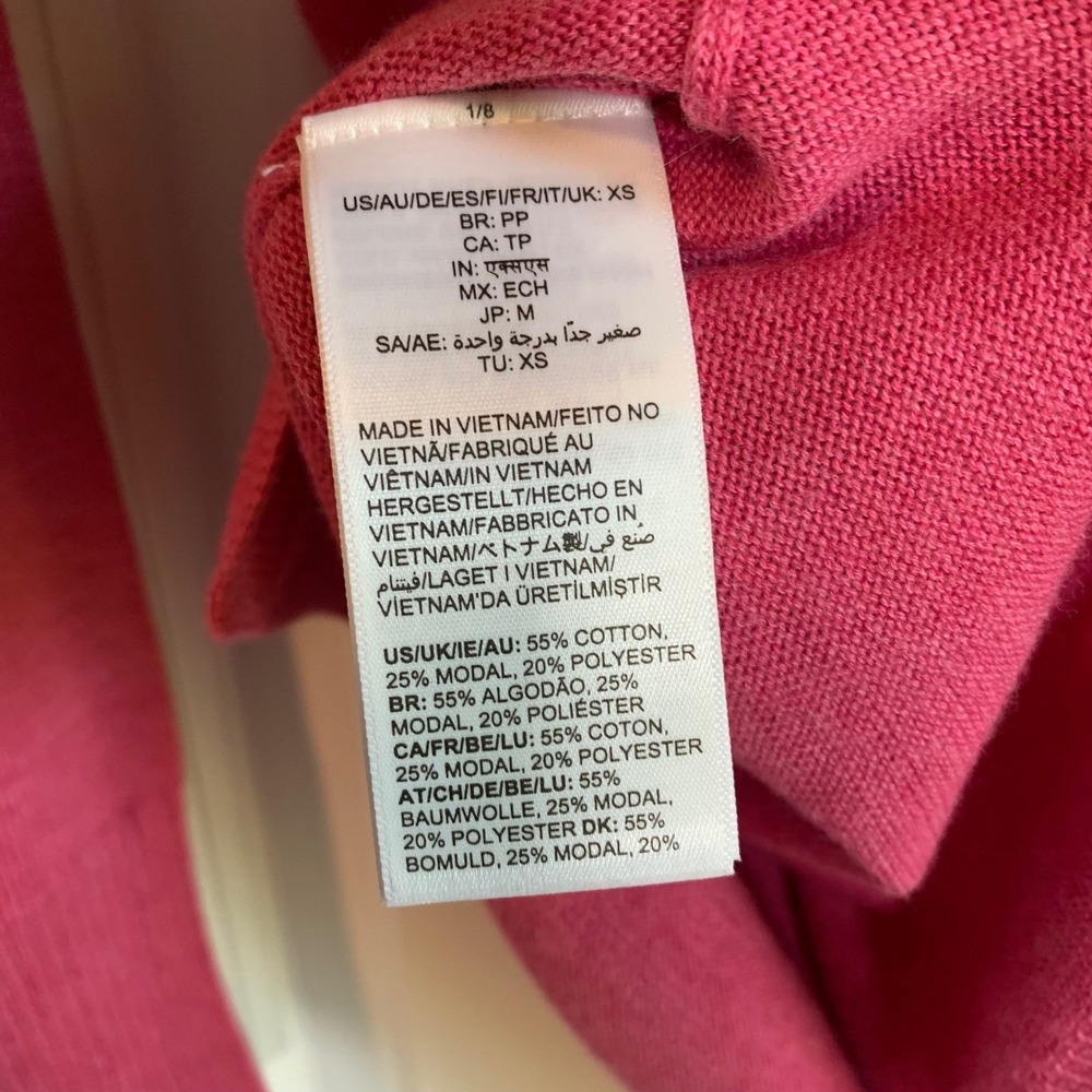 Anthropologie Pink Long Sleeve V-Neck Tunic Top XS Fits S/M Preppy Minimalist - Picture 7 of 8
